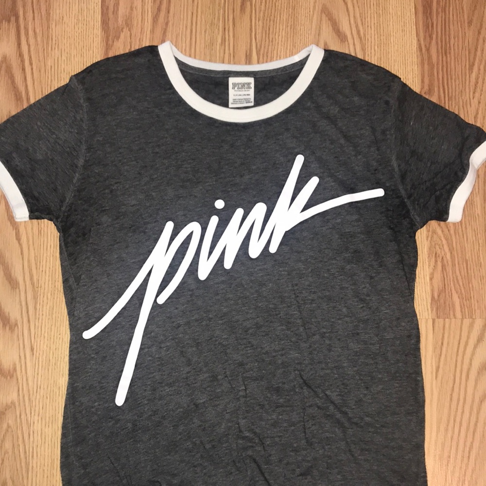 PINK cursive grey shirt